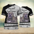 FUNSTUFFPRINT Brindle Boerboel Never Walk Alone 3D Full Print T-Shirt, Shirt For Dog Lovers, Dog Memorial Gifts for loss of Dog 3D T-shirt