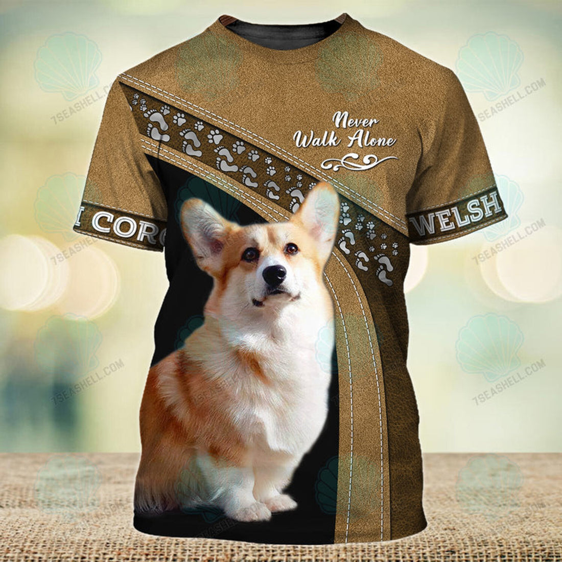 FUNSTUFFPRINT Welsh Corgi Lover Yellow Never Walk Alone 3D Full Print T-Shirt, Christmas Shirt for Dog Lovers 3D T-shirt