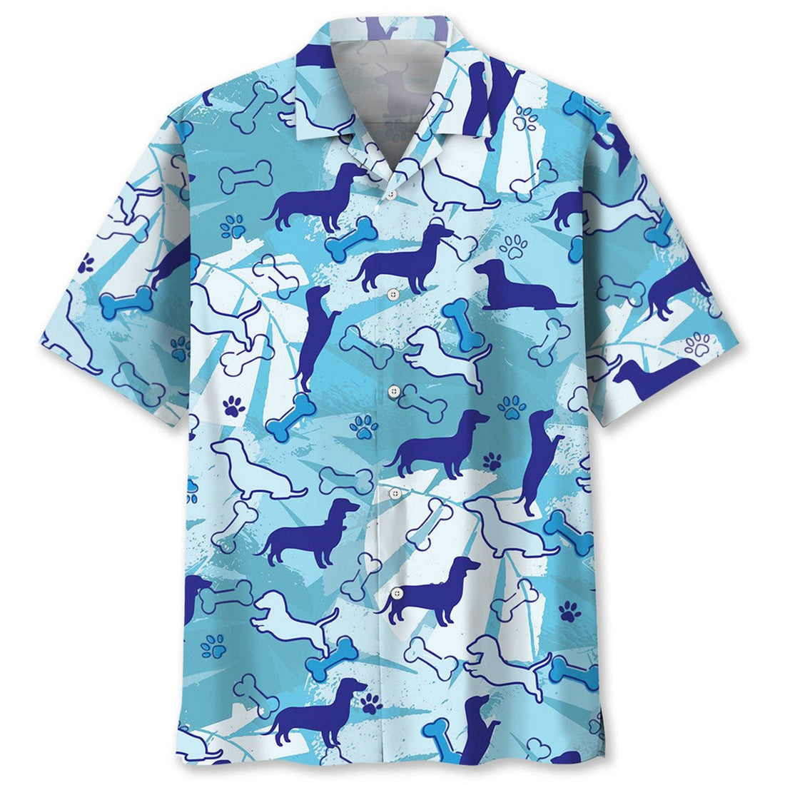3D All Over Print Dachshund Blue Hawaiian Shirt, Hawaii Beach Shirt for Dog Lover
