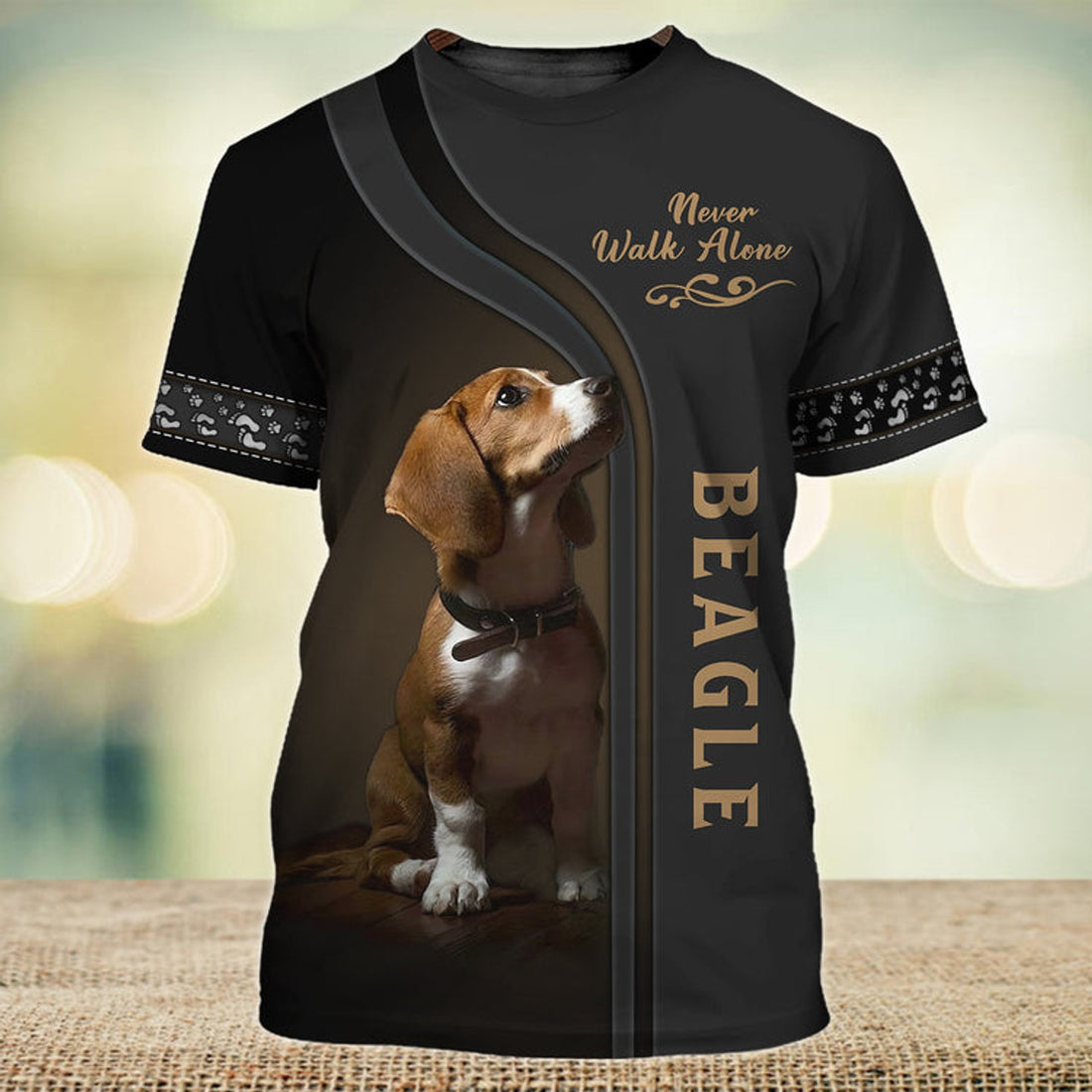 FUNSTUFFPRINT Beagle Lover Never Walk Alone 3D Full Print T-Shirt 2761, Shirt For Dog Lovers, Dog Memorial Gifts for loss of Dog 3D T-shirt