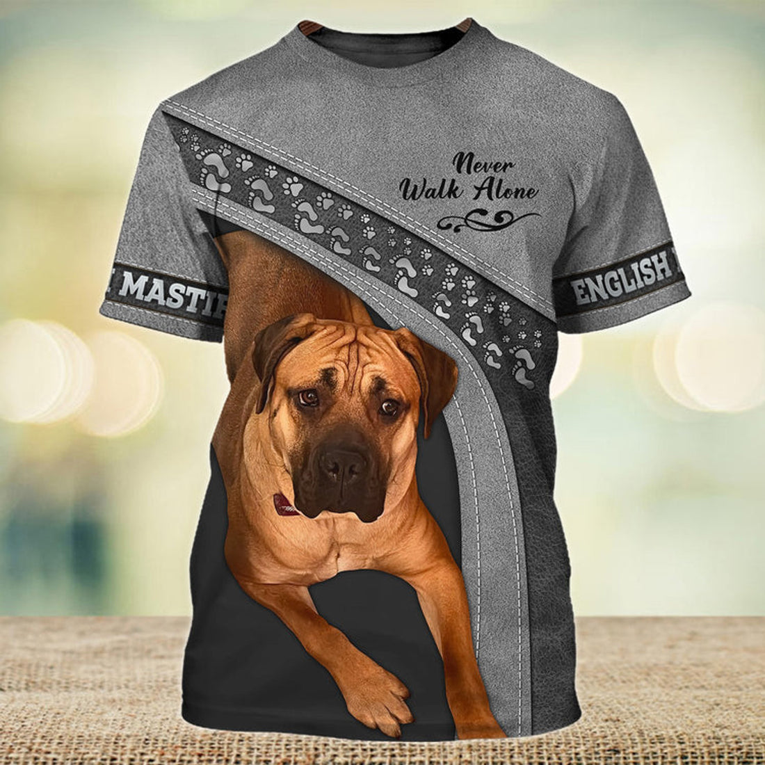 FUNSTUFFPRINT English mastiff Never Walk Alone 3D Full Print T-Shirt, Shirt For Dog Lovers, Dog Memorial Gifts for loss of Dog 3D T-shirt