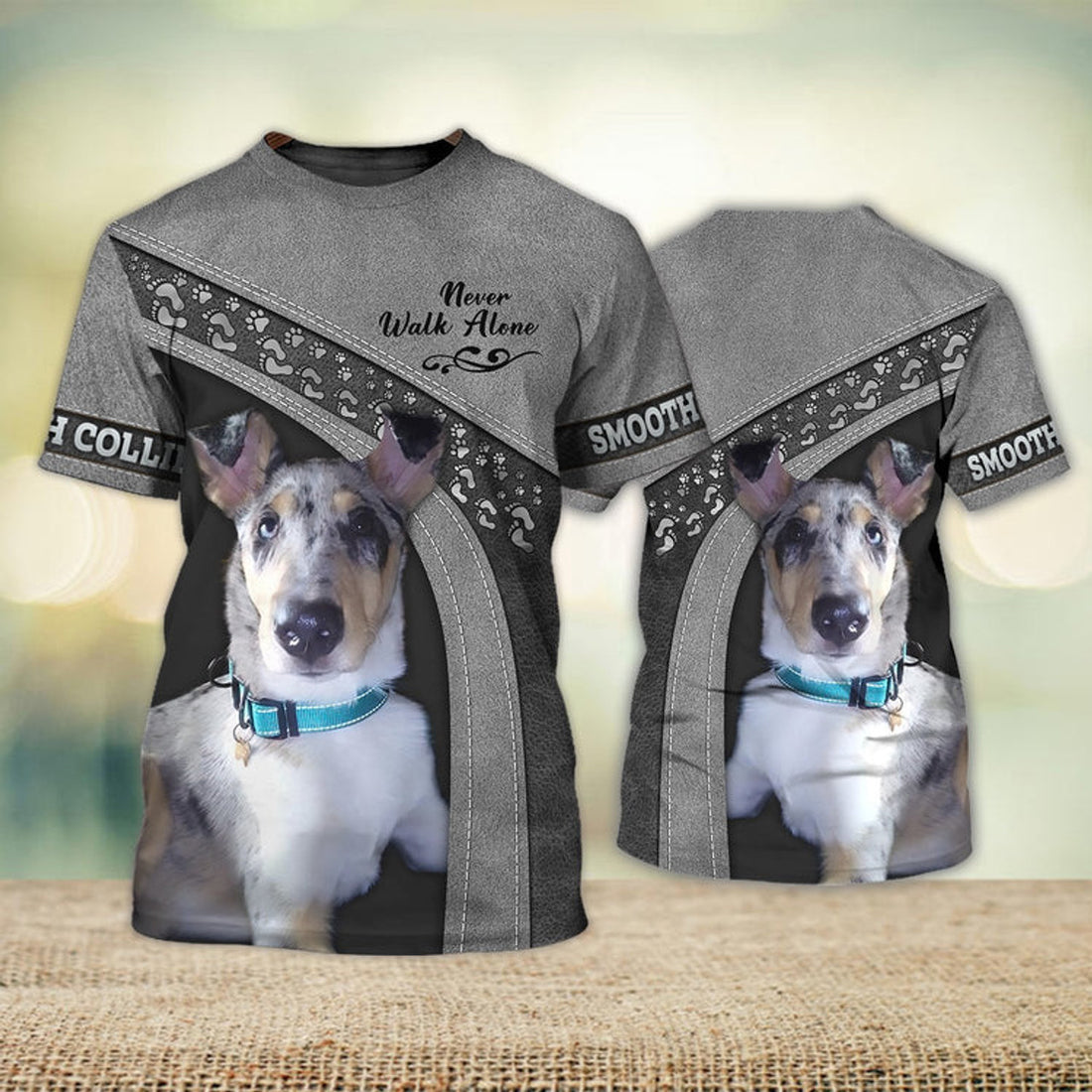 FUNSTUFFPRINT Smooth Collie Lover Never Walk Alone, Shirt For Dog Lovers, Dog Memorial Gifts for loss of Dog 3D T-shirt