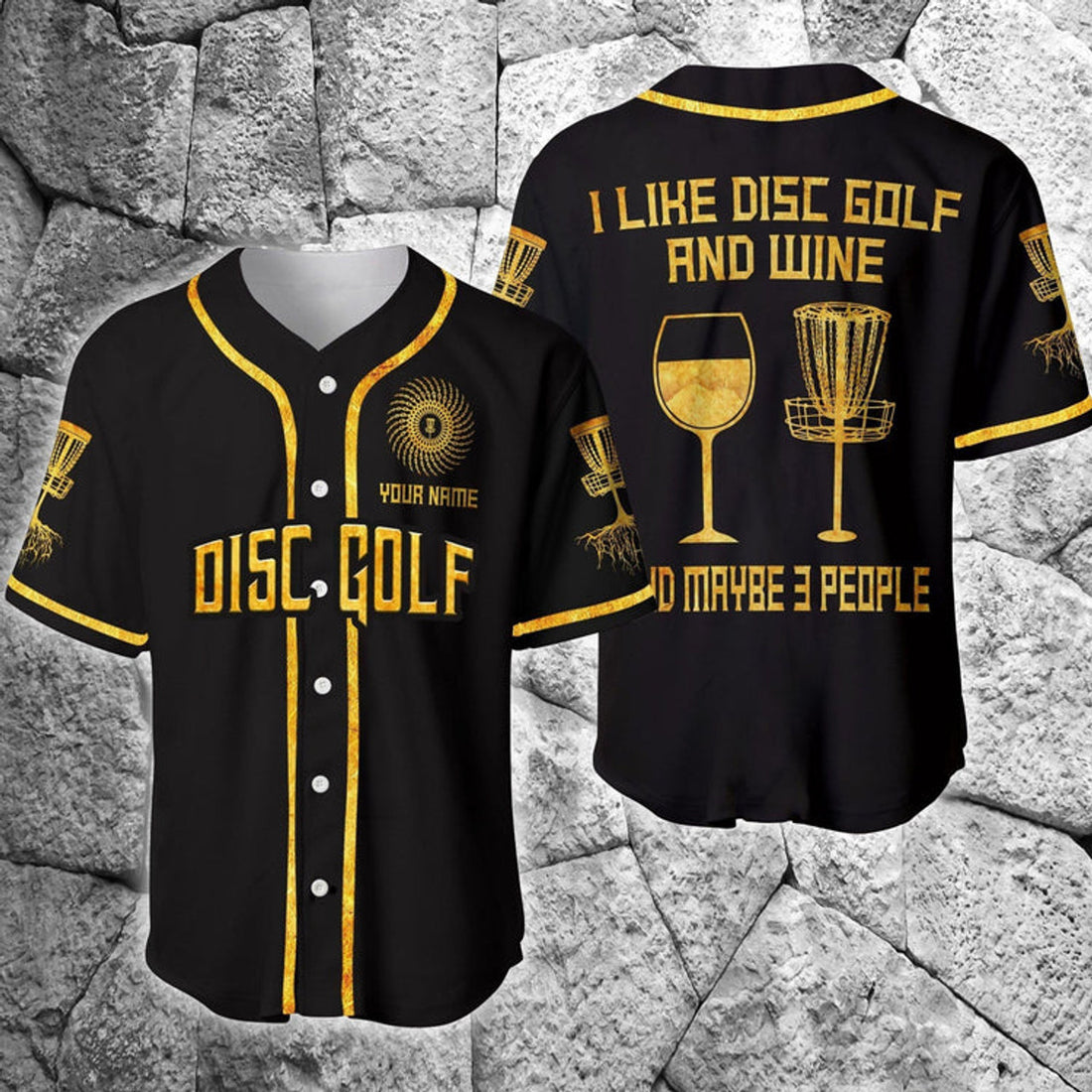 Custom Disc Golf And Wine And Maybe 3 People Personalized Baseball Jersey
