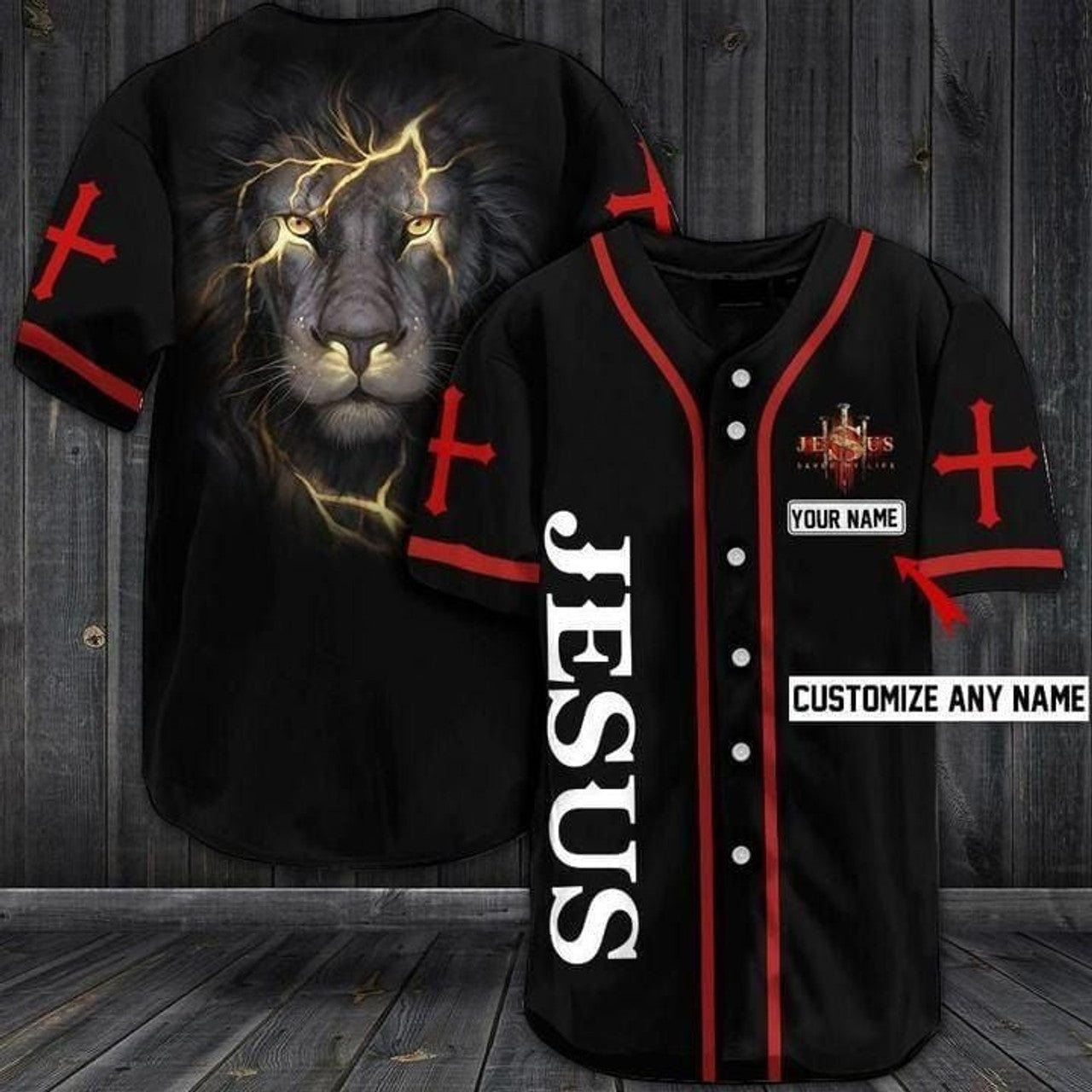 Custom Personalized Jesus Lion Baseball Jersey, Jesus 3D Shirt ,Baseball Jersey shirts for men, Gift For Christian