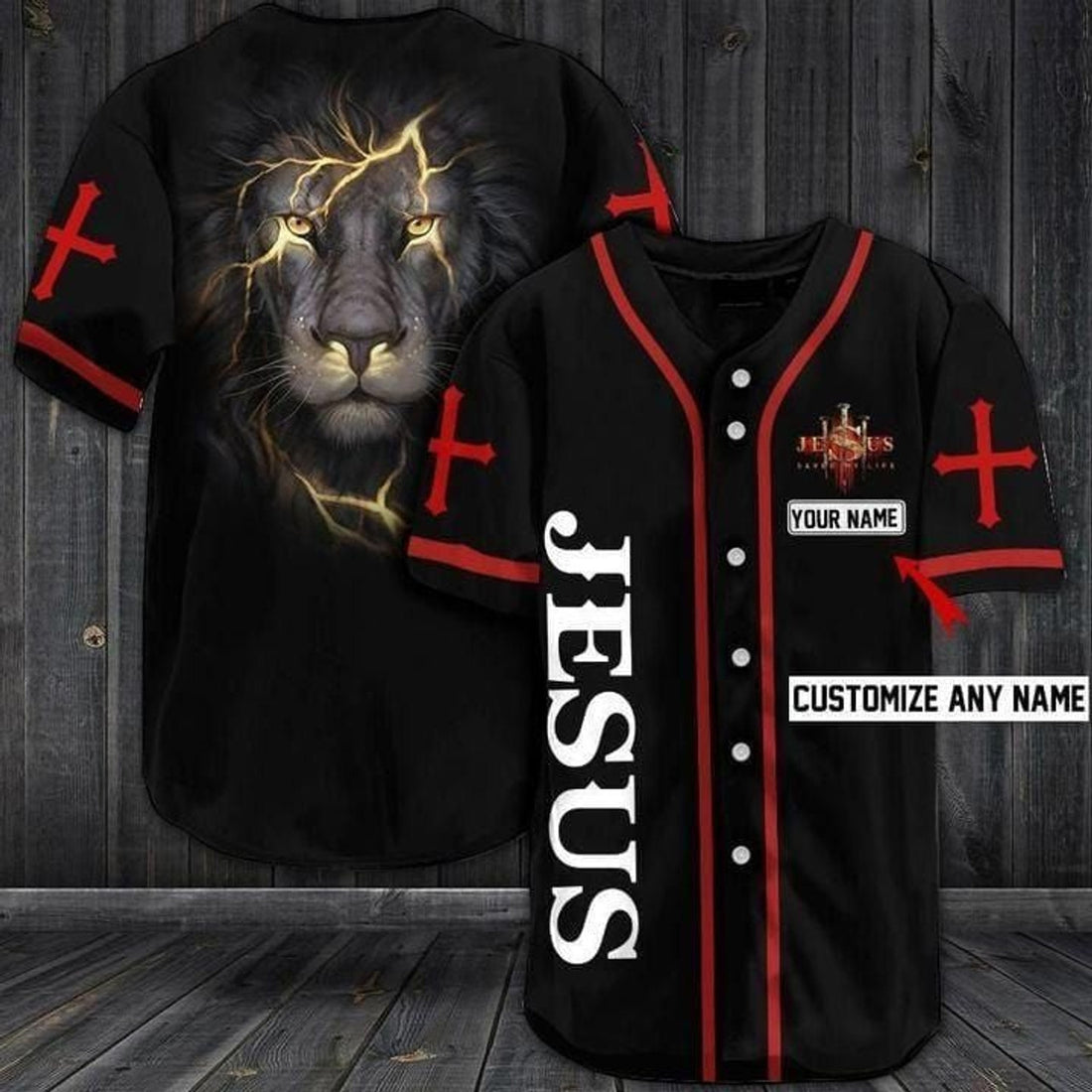 Custom Personalized Jesus Lion Baseball Jersey, Jesus 3D Shirt ,Baseball Jersey shirts for men, Gift For Christian