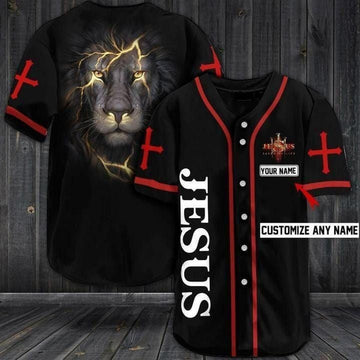 Custom Personalized Jesus Lion Baseball Jersey, Jesus 3D Shirt ,Baseball Jersey shirts for men, Gift For Christian
