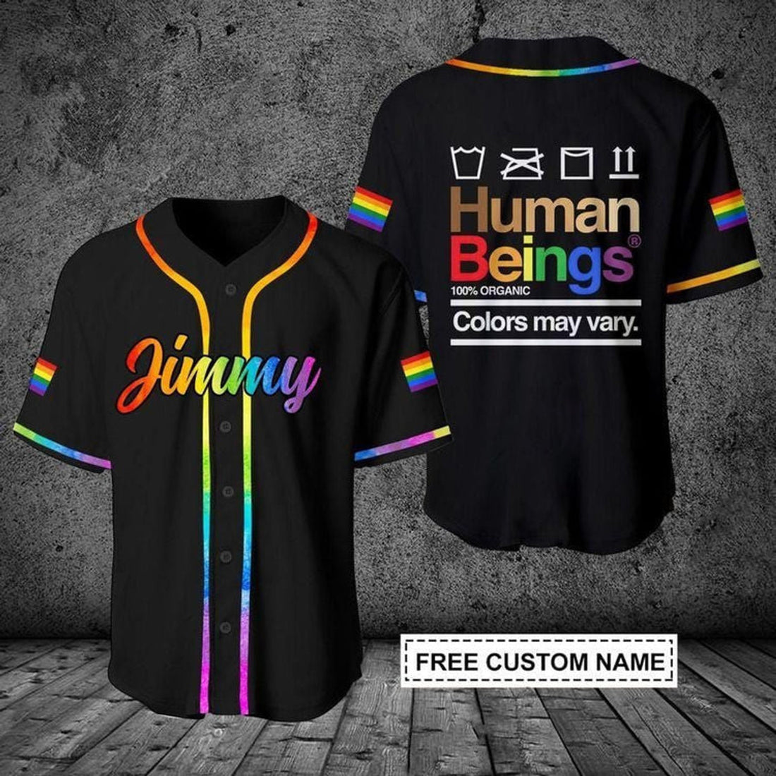 Custom LGBT Human Beings Color May Vary Personalized Baseball Jersey