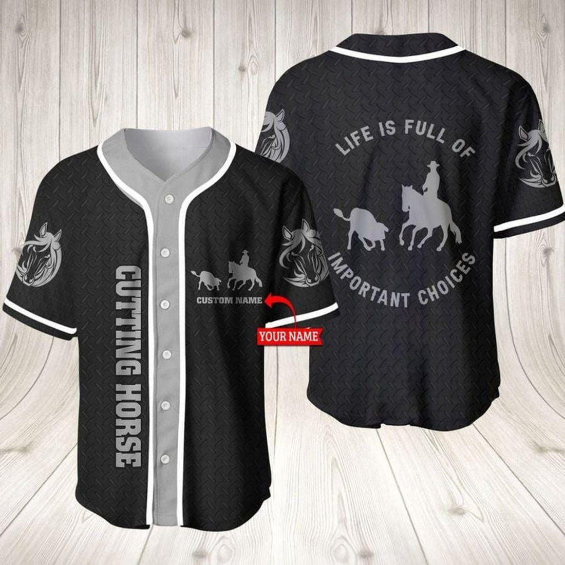 Custom Cutting Horse Grey Important Choice Personalized Baseball Jersey
