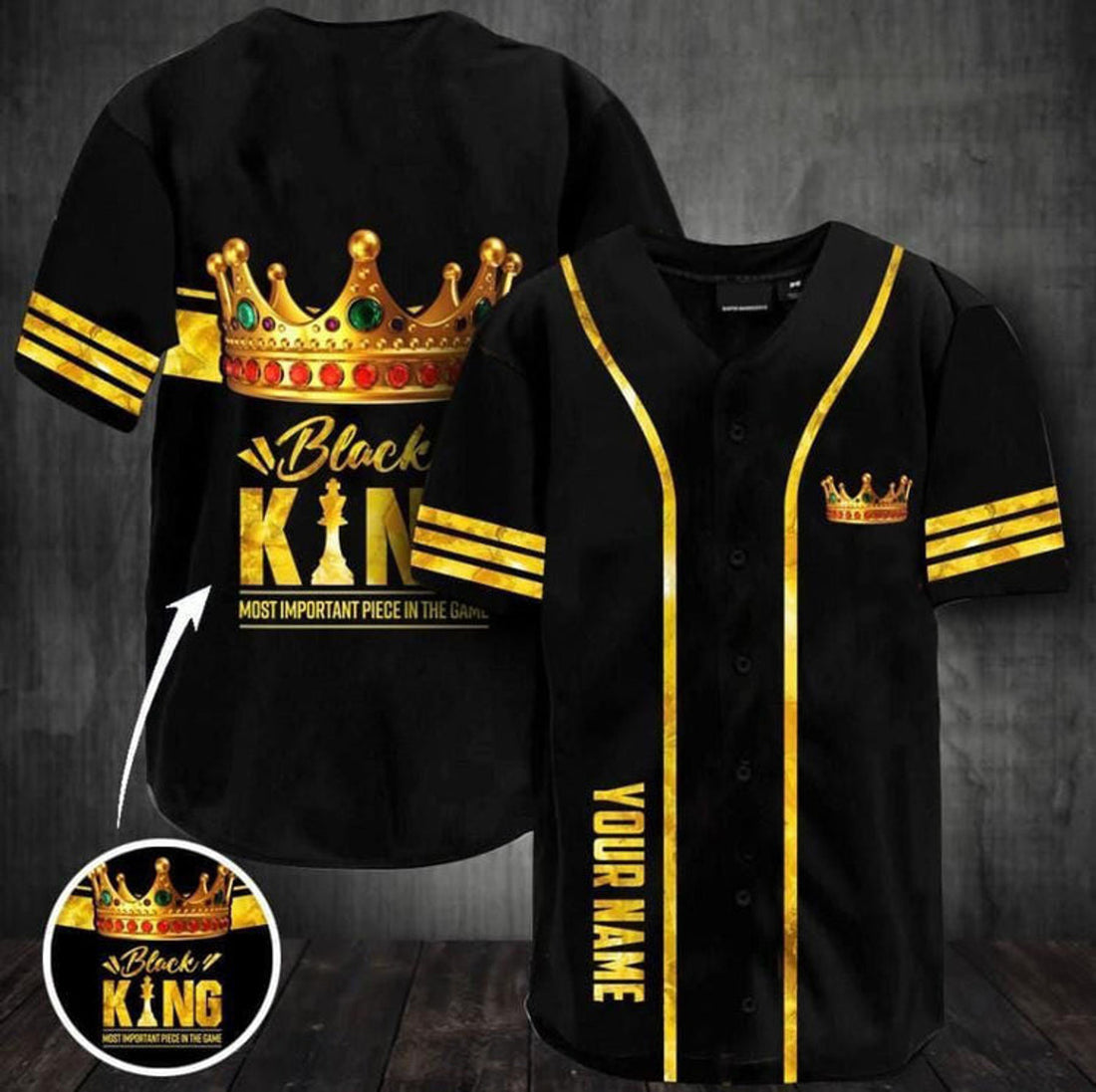 Custom Black King Pride Most Important Piece In The Game Personalized Baseball Jersey