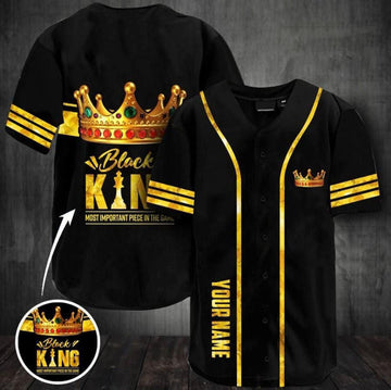 Custom Black King Pride Most Important Piece In The Game Personalized Baseball Jersey