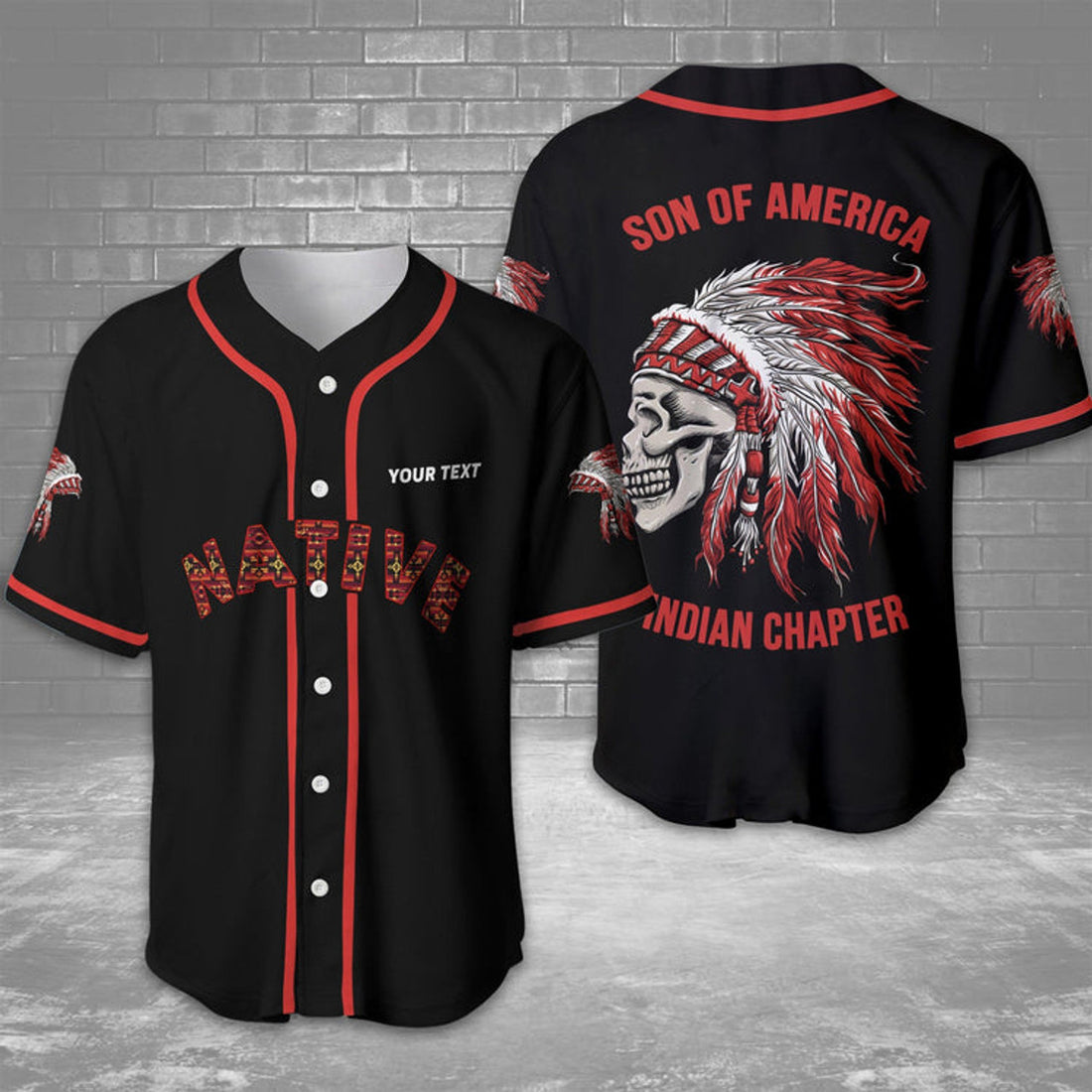 Custom Native American Son Of America Indian Chapter Personalized Baseball Jersey