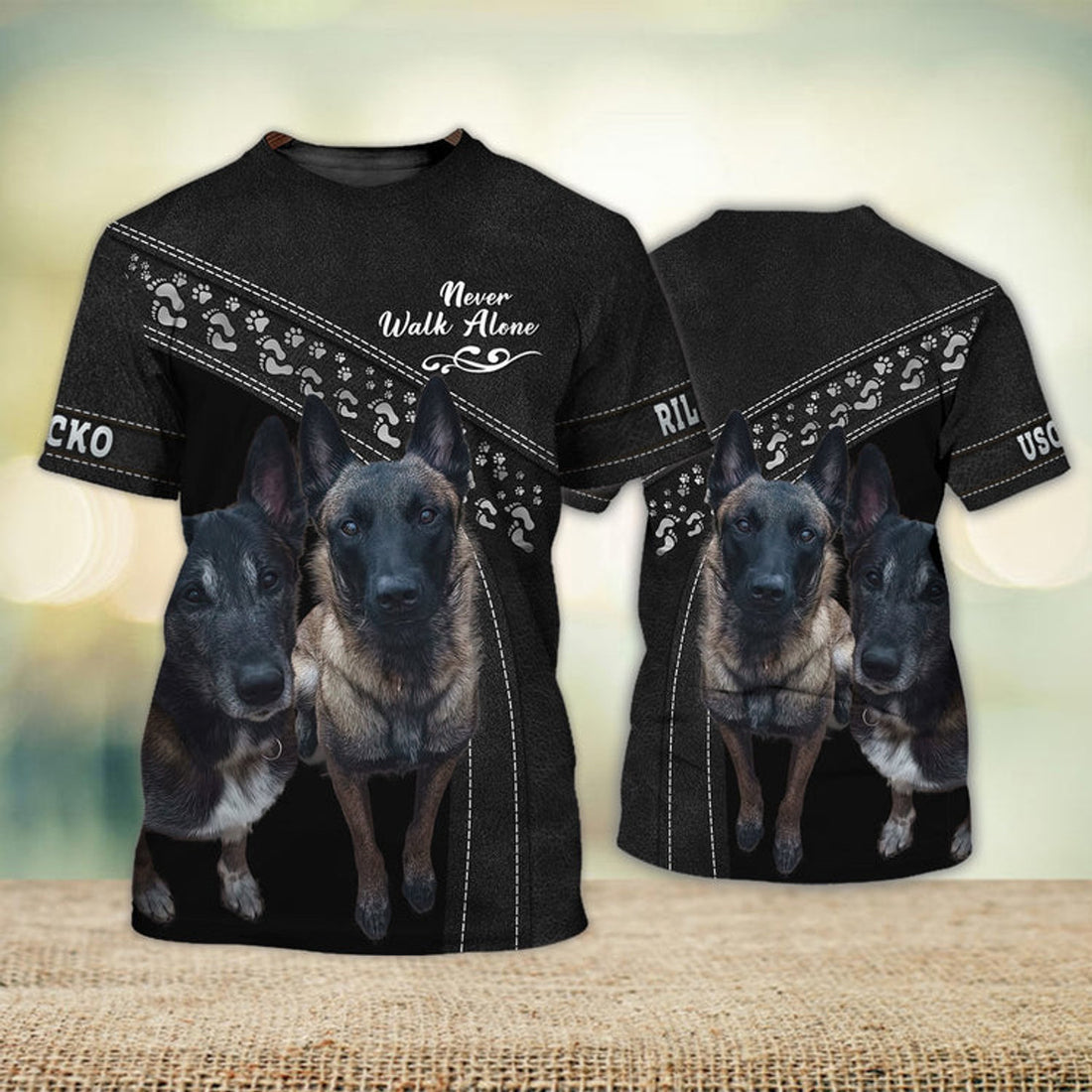 FUNSTUFFPRINT Riley And Uscko Lover Never Walk Alone, Shirt For Dog Lovers, Dog Memorial Gifts for loss of Dog 3D T-shirt
