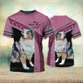 FUNSTUFFPRINT Australian Shepherd Love Never Walk Alone 3D Full Print Christmas Shirts 3D T-shirt