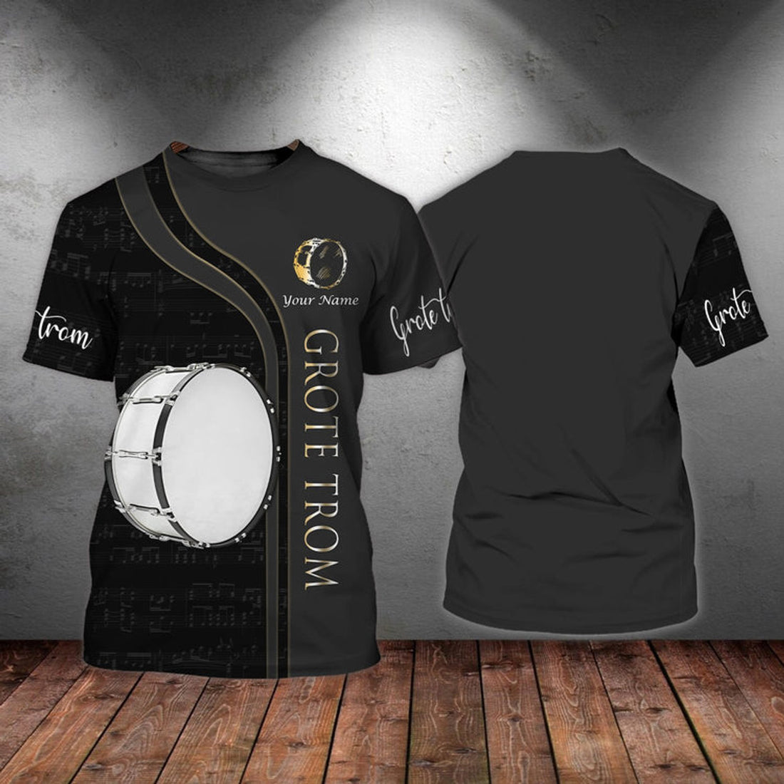 FUNSTUFFPRINT Bassdrum Personalized Name 3D T-Shirt Zipper Hoodie Shirts, Gift for Musicial Lovers 3D T-shirt