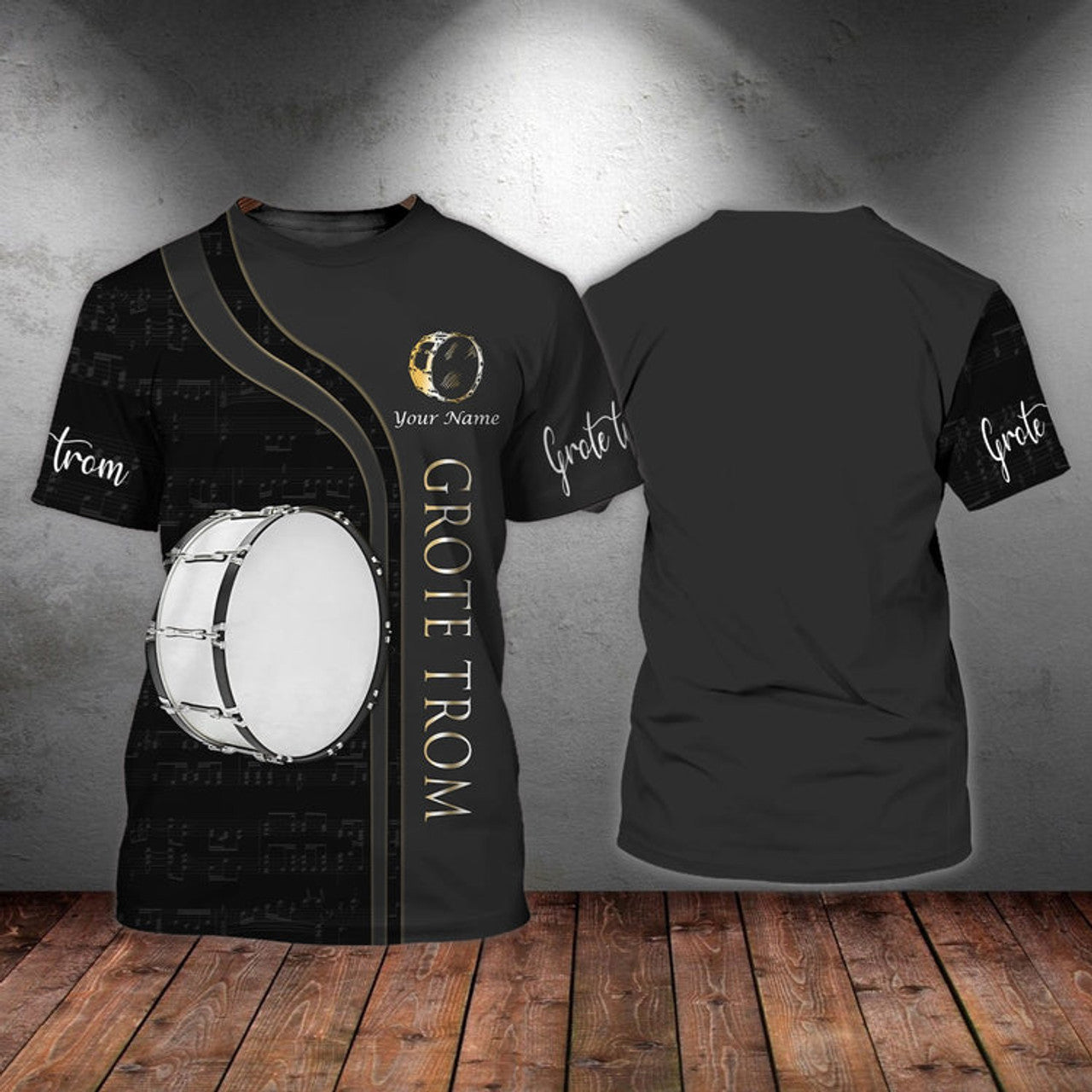 FUNSTUFFPRINT Bassdrum Personalized Name 3D T-Shirt Zipper Hoodie Shirts, Gift for Musicial Lovers 3D T-shirt