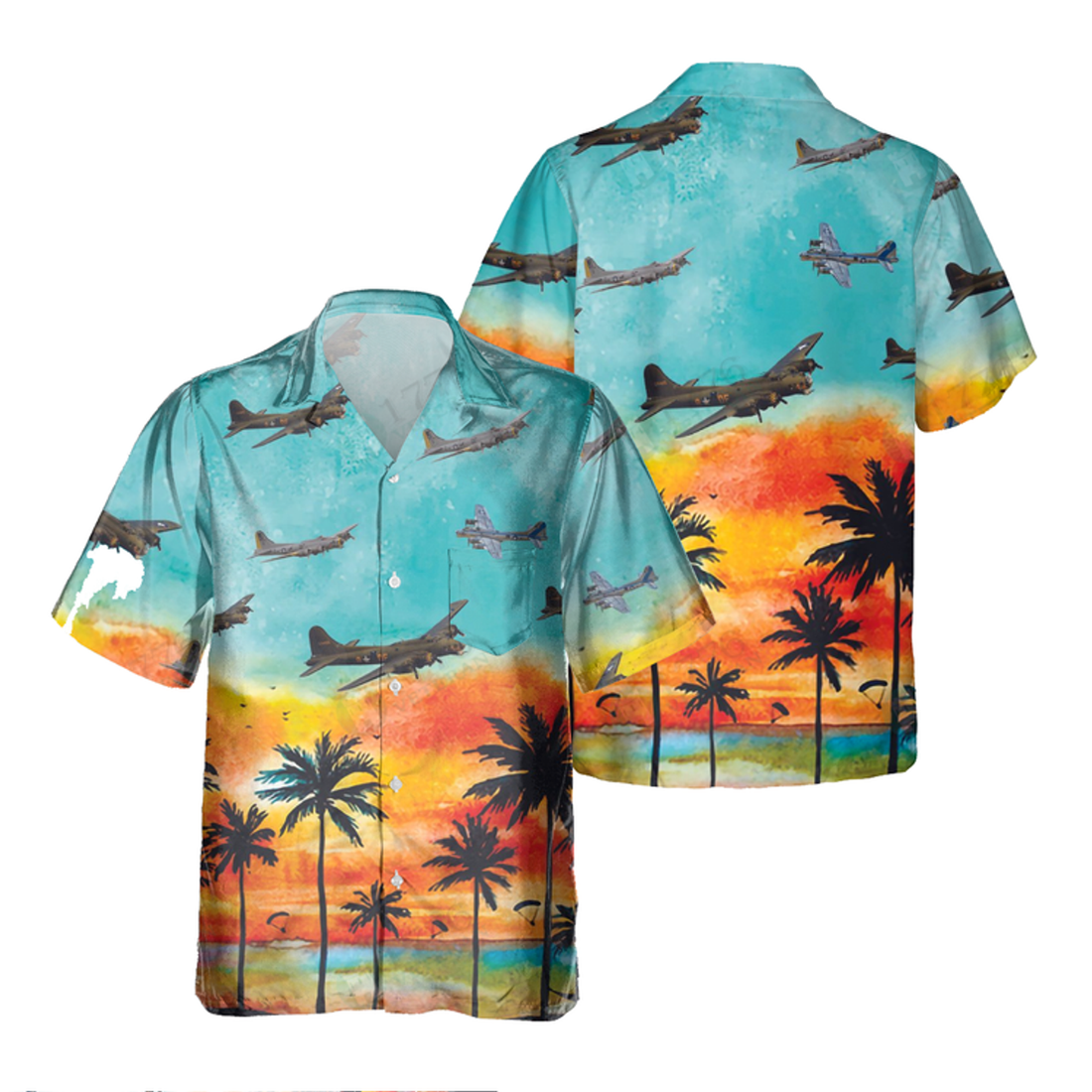B-17 Flying Fortress Hawaiian Shirt, Hawaiian Shirt for Men Dad Veteran, Patriot Day