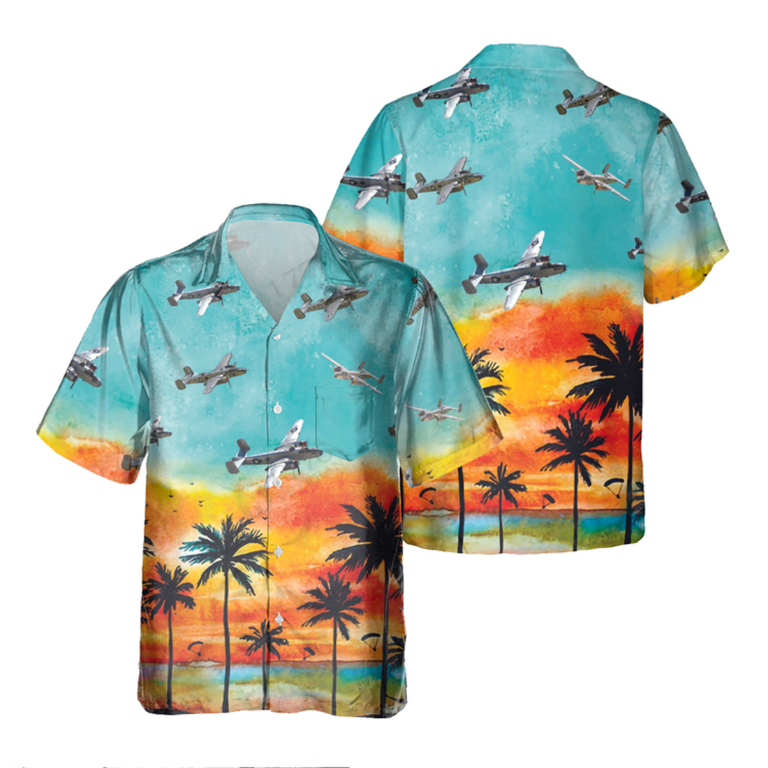 B-25 MITCHELL Dragon Hawaiian Shirt, Hawaiian Shirt for Men Dad Veteran, Patriot Day