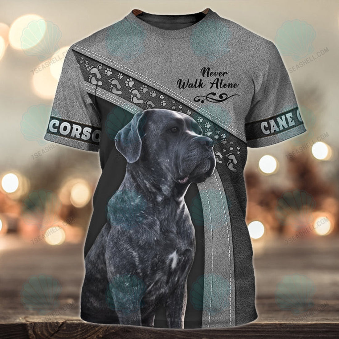 FUNSTUFFPRINT Cane Corso Never Walk Alone Love 3D Full Print T-Shirt, Christmas Dog Memorial Gifts for loss of Dog 3D T-shirt