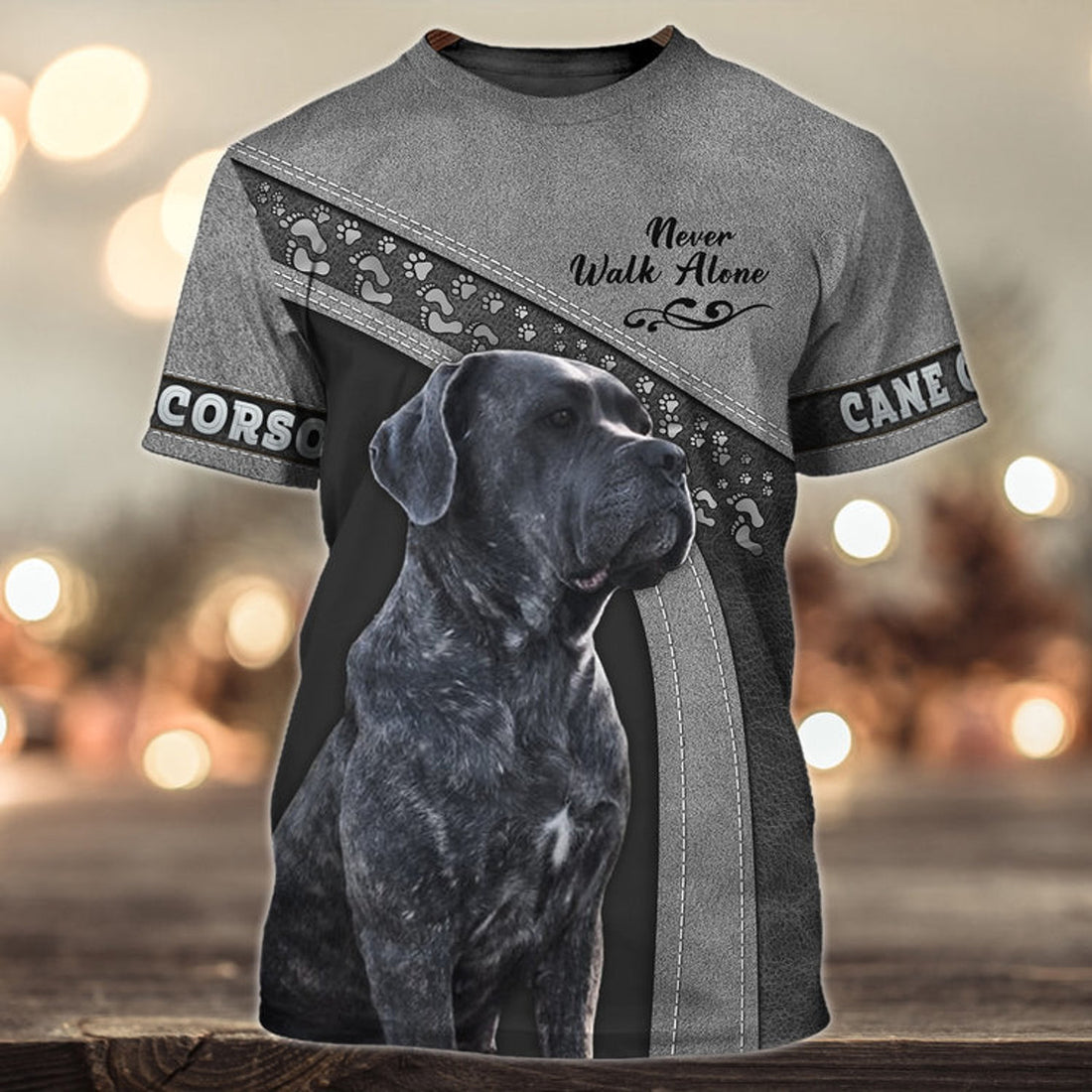 FUNSTUFFPRINT Cane Corso Love Never Walk Alone, Shirt For Dog Lovers, Dog Memorial Gifts for loss of Dog 3D T-shirt
