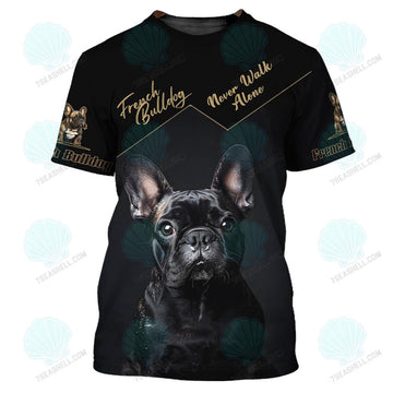 FUNSTUFFPRINT Love French Bulldog Custom Name 3D Zipper Hoodie Personalized Gift For French Bulldog Lovers 3D T-shirt