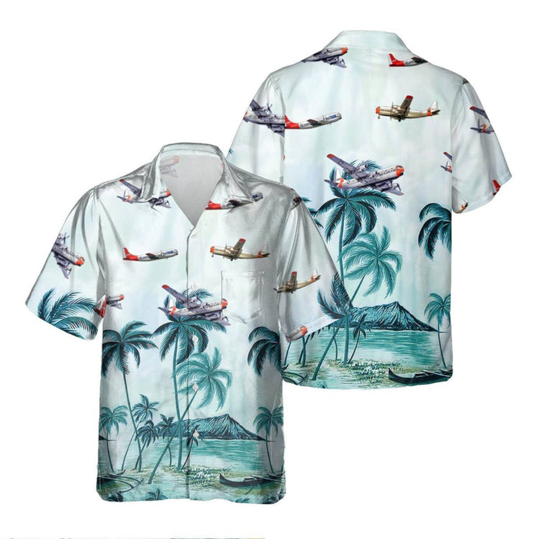 C-97 Stratofreighter C97_Aircraft Palm Tree Hawaiian Shirt, Hawaiian Shirt for Men Dad Veteran, Patriot Day