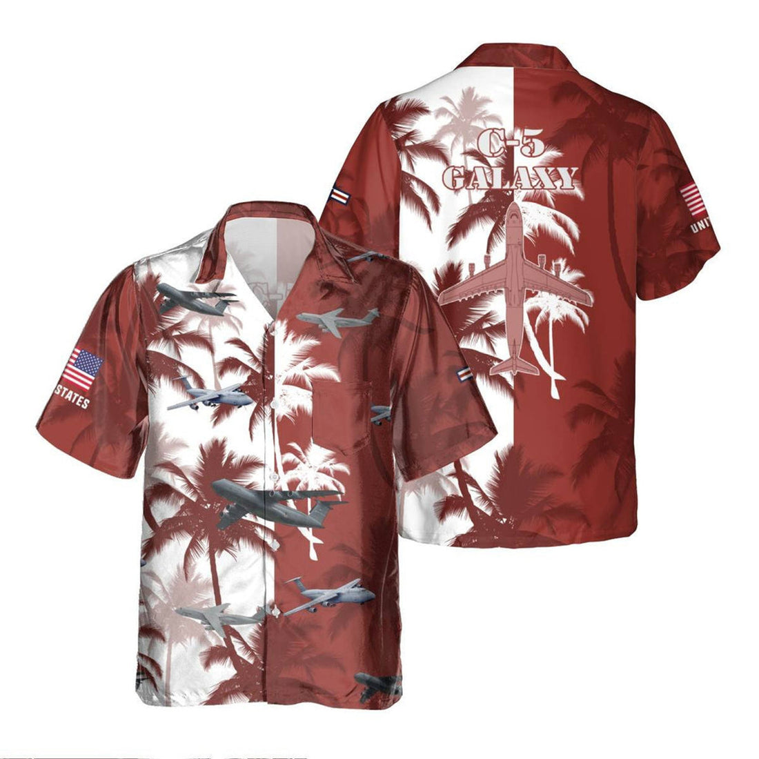 C-5 Galaxy C5_Aircraft Palm Tree Hawaiian Shirt, Hawaiian Shirt for Men Dad Veteran, Patriot Day