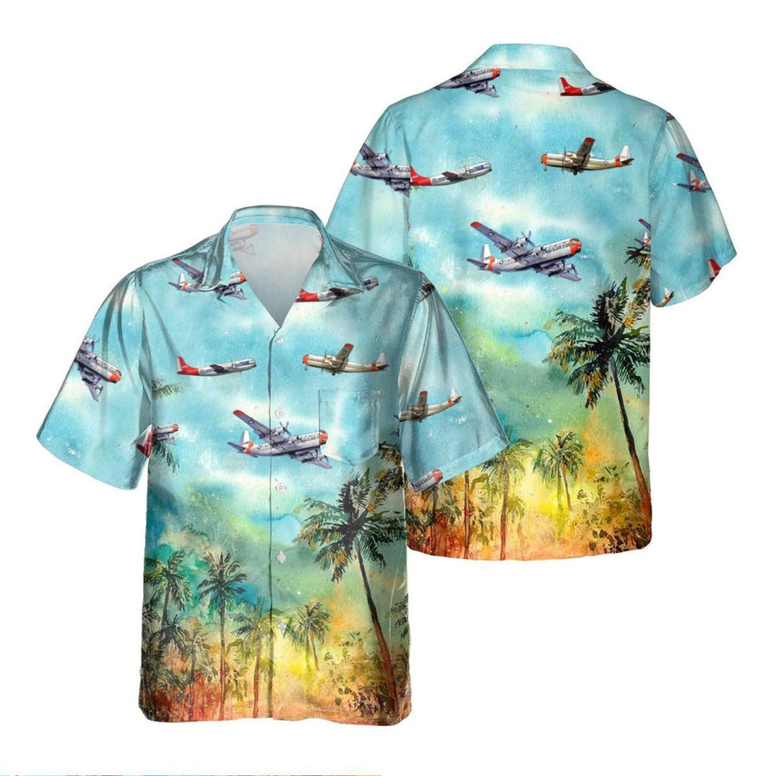 C-97 Stratofreighter C97_Aircraft Palm Tree Hawaiian Shirt, Hawaiian Shirt for Men Dad Veteran, Patriot Day