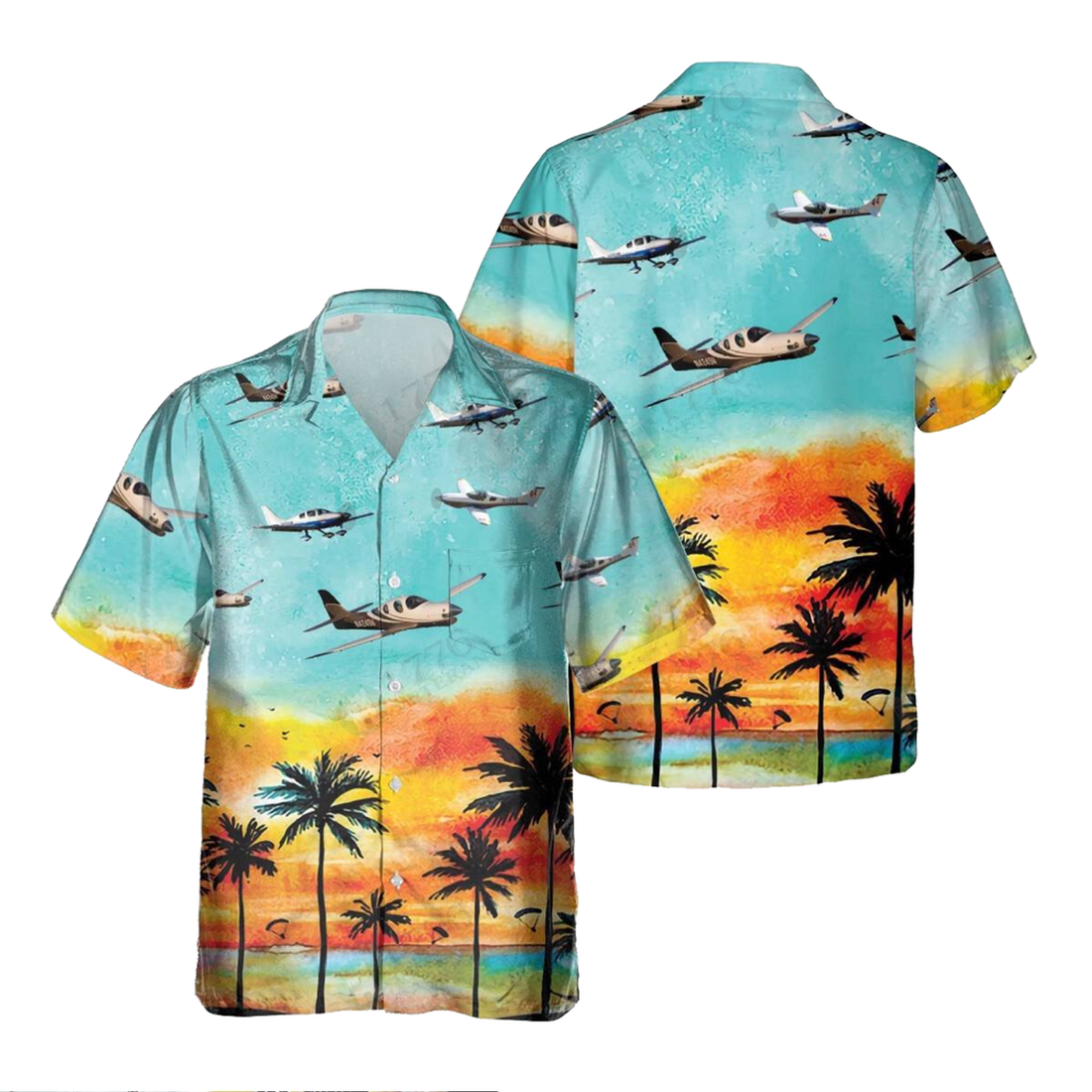 Lancair Aircraft Hawaiian Shirt, Hawaiian Shirt for Men Dad Veteran, Patriot Day, Aircraft Shirts