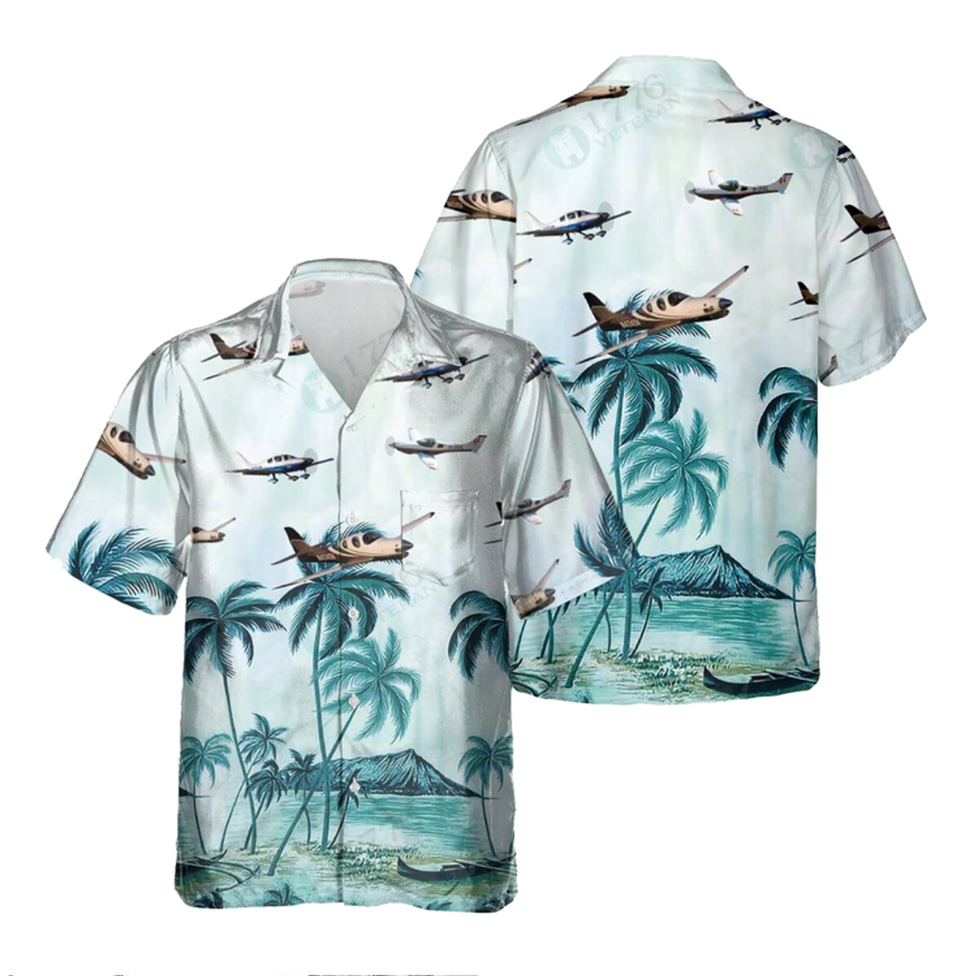 Lancair Aircraft Hawaiian Shirt, Hawaiian Shirt for Men Dad Veteran, Patriot Day, Aircraft Shirts