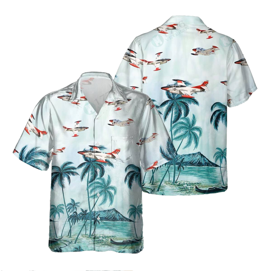 T-2C Buckeye Hawaiian Shirt, Hawaiian Shirt for Men Dad Veteran, Patriot Day, Aircraft Shirts