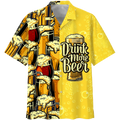 Beer Summer Hawaiian Shirt, Drink More Beer Watercolor Hawaiian Shirt, Hawaii shirts mens