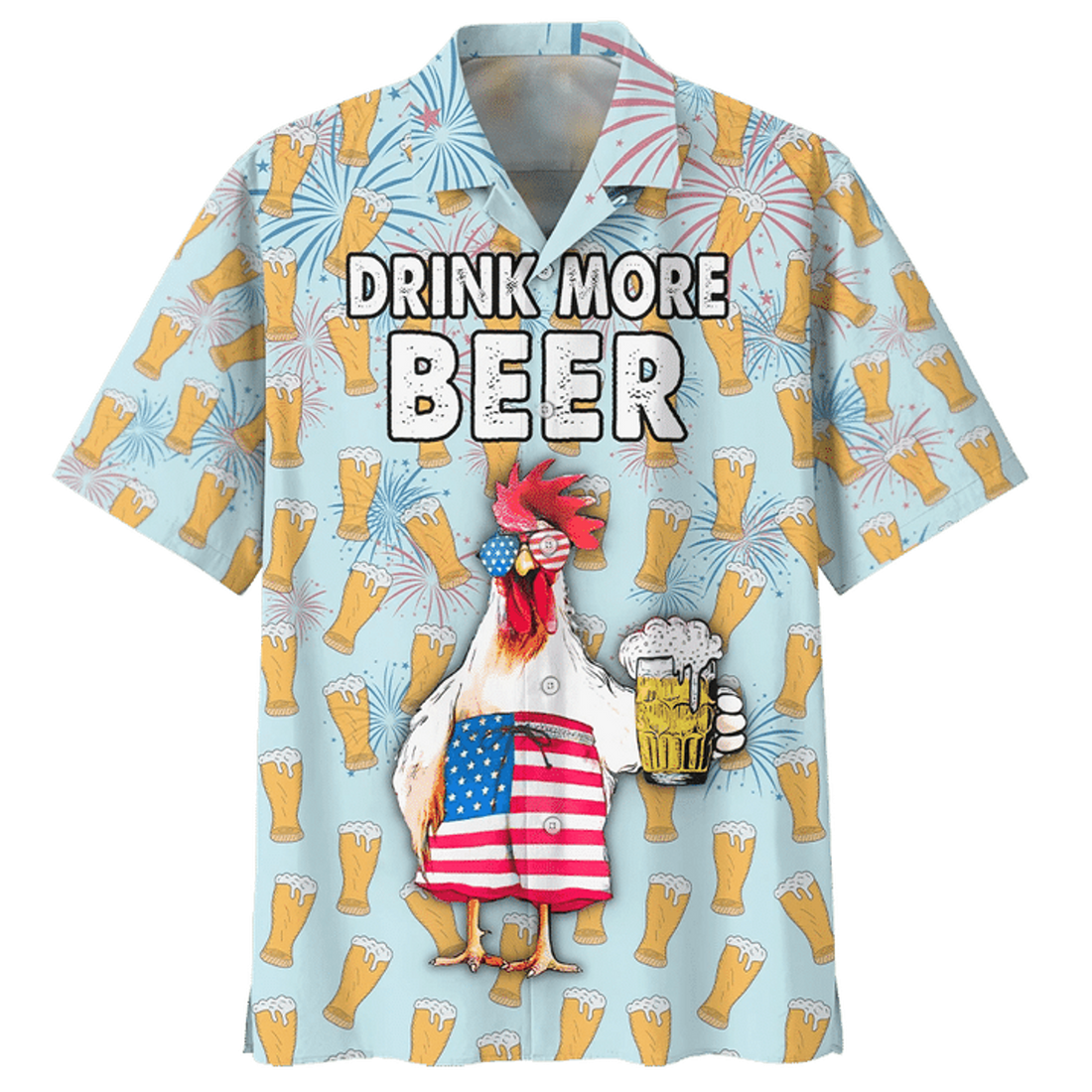 Chicken And Beer Watercolor Hawaiian Shirt, aloha shirt hawaii, Hawaii shirts mens
