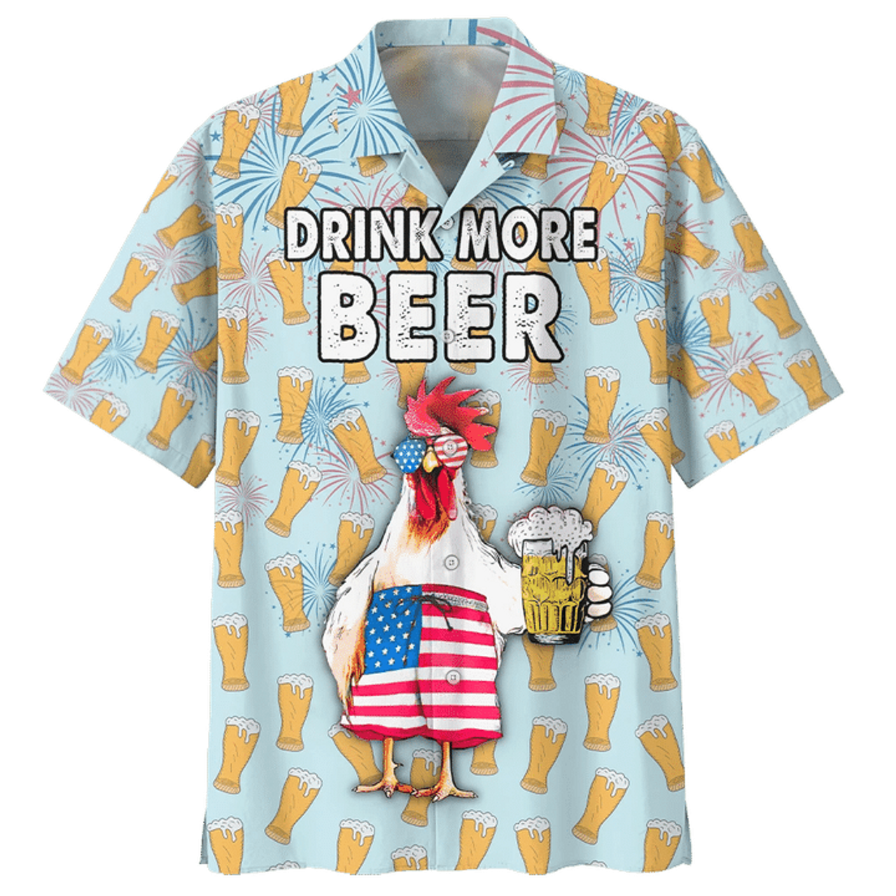 Chicken And Beer Watercolor Hawaiian Shirt, aloha shirt hawaii, Hawaii shirts mens