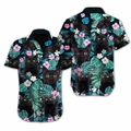 Black Cat Flower Spring Design Hawaiian Shirt