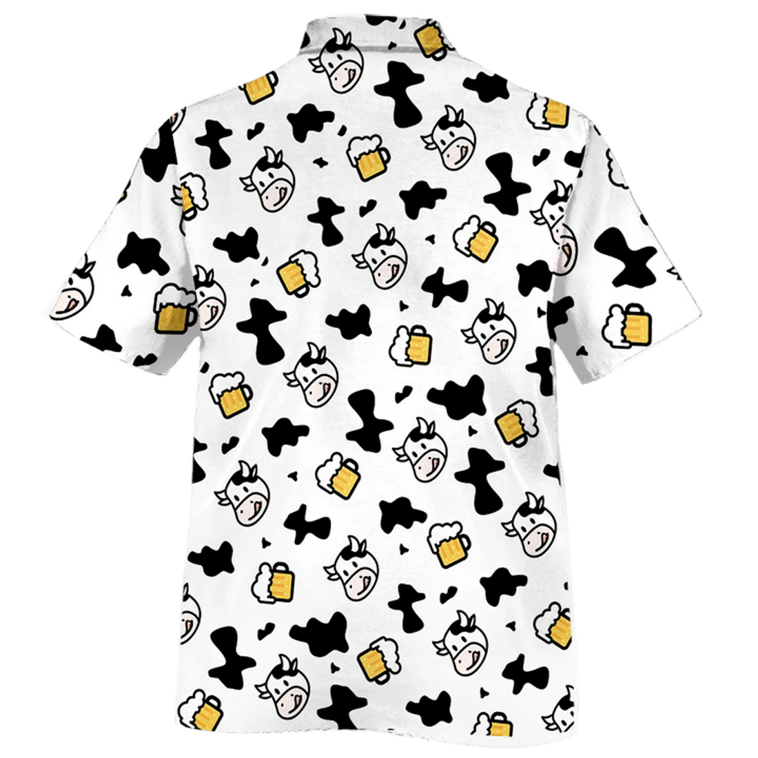 Cow And Beer Cow Skin Pattern Black And White Theme Hawaiian Shirt