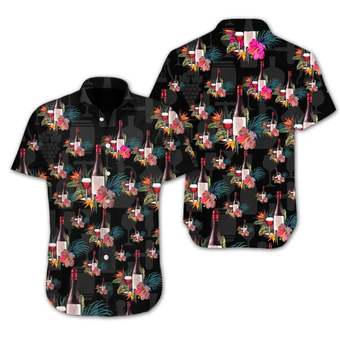 Wine Flower At Dark Night Hawaiian Shirt, hawaiian shirt for men