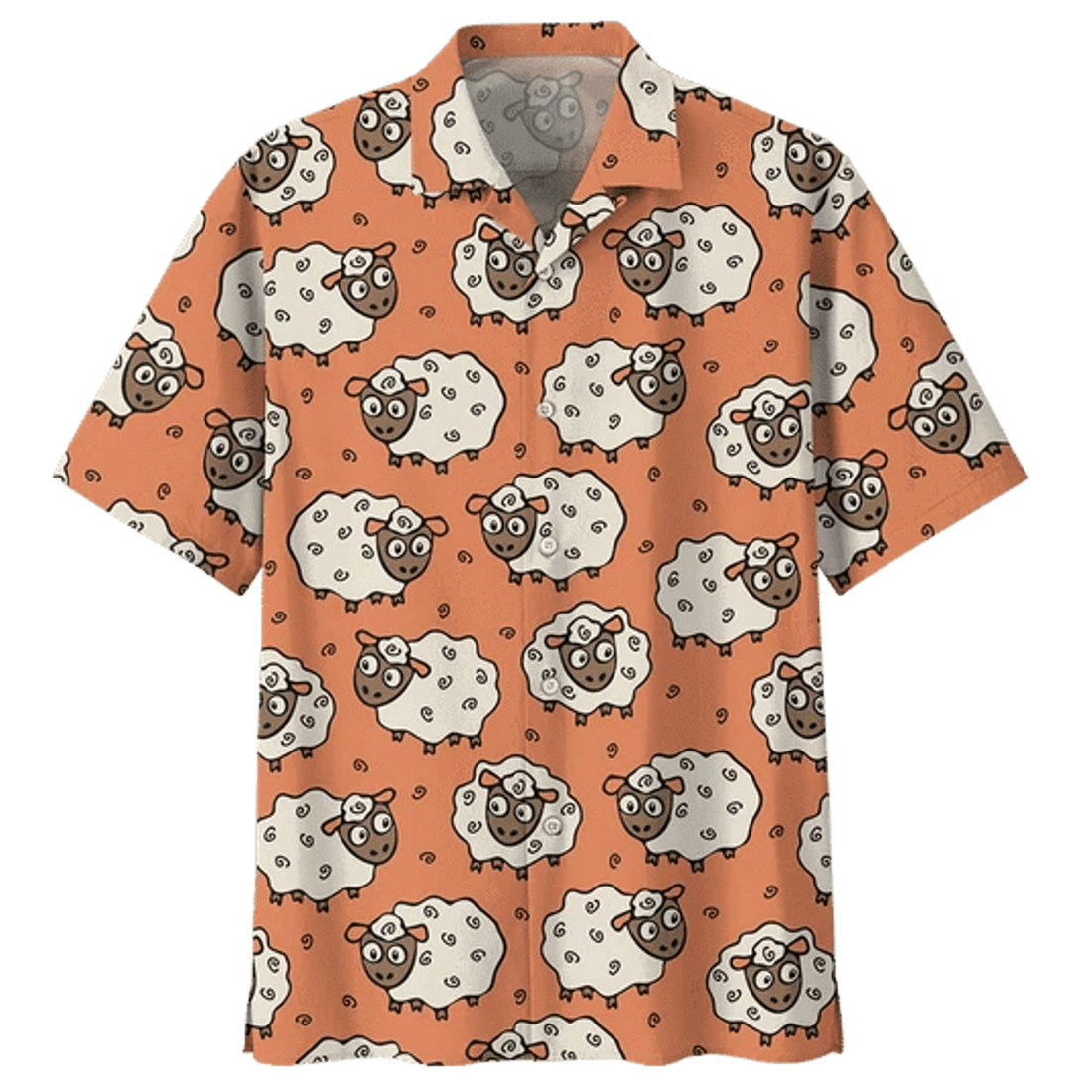 Orange Sheep Illustration Design Hawaiian Shirt