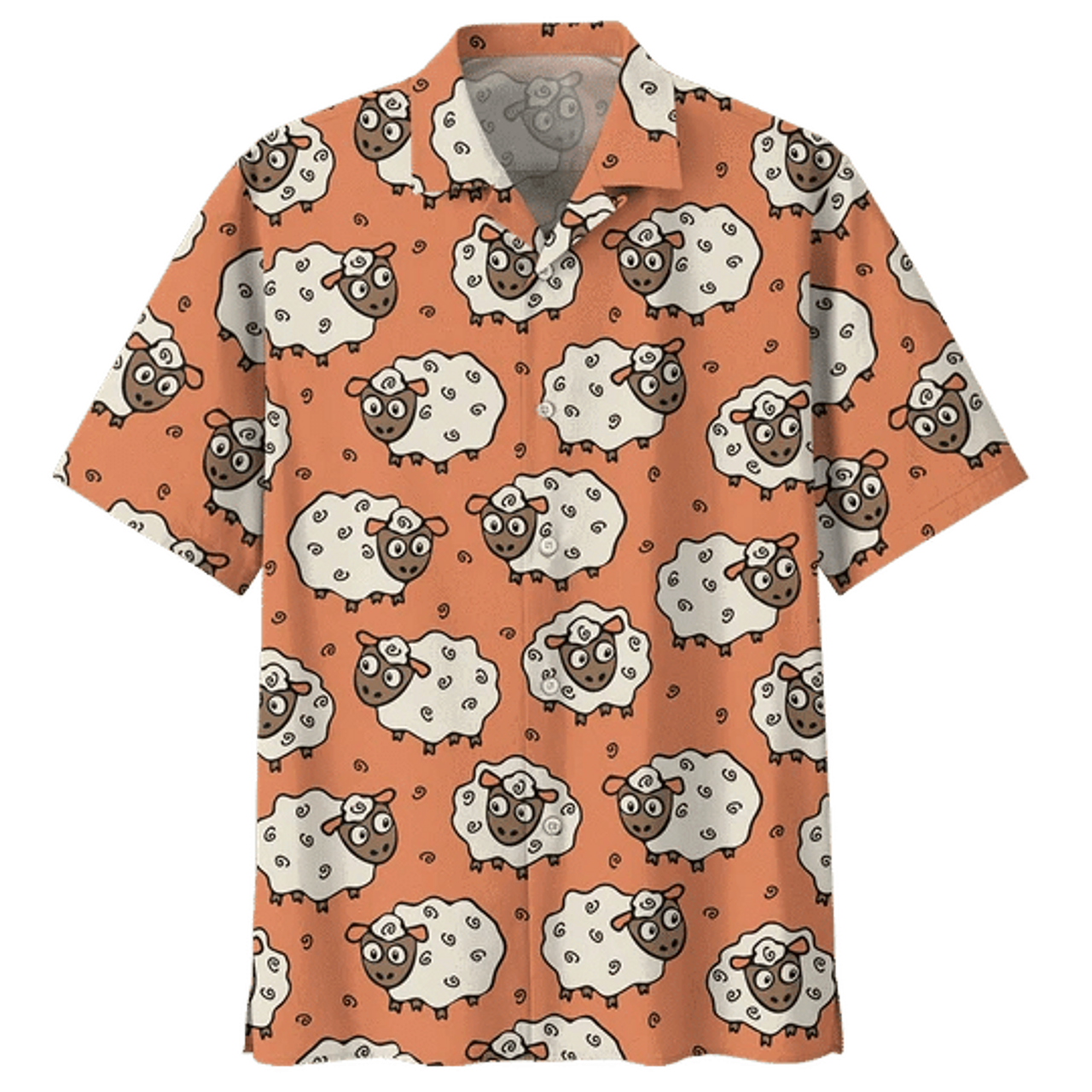 Orange Sheep Illustration Design Hawaiian Shirt