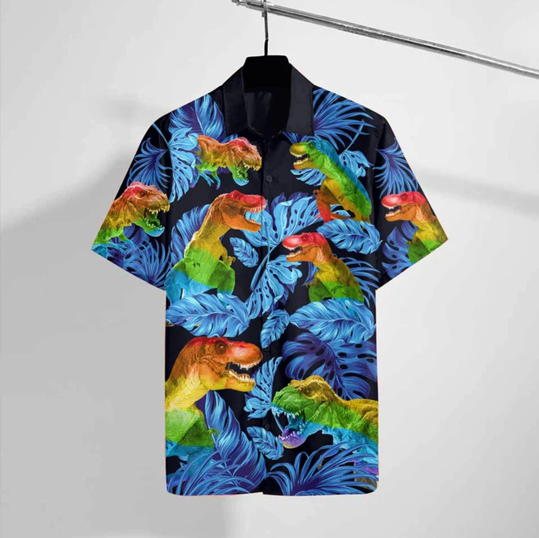 Wild Animal Lgbt T Rex Hawaiian Shirt, Short Sleeve Hawaiian Aloha Shirt for men