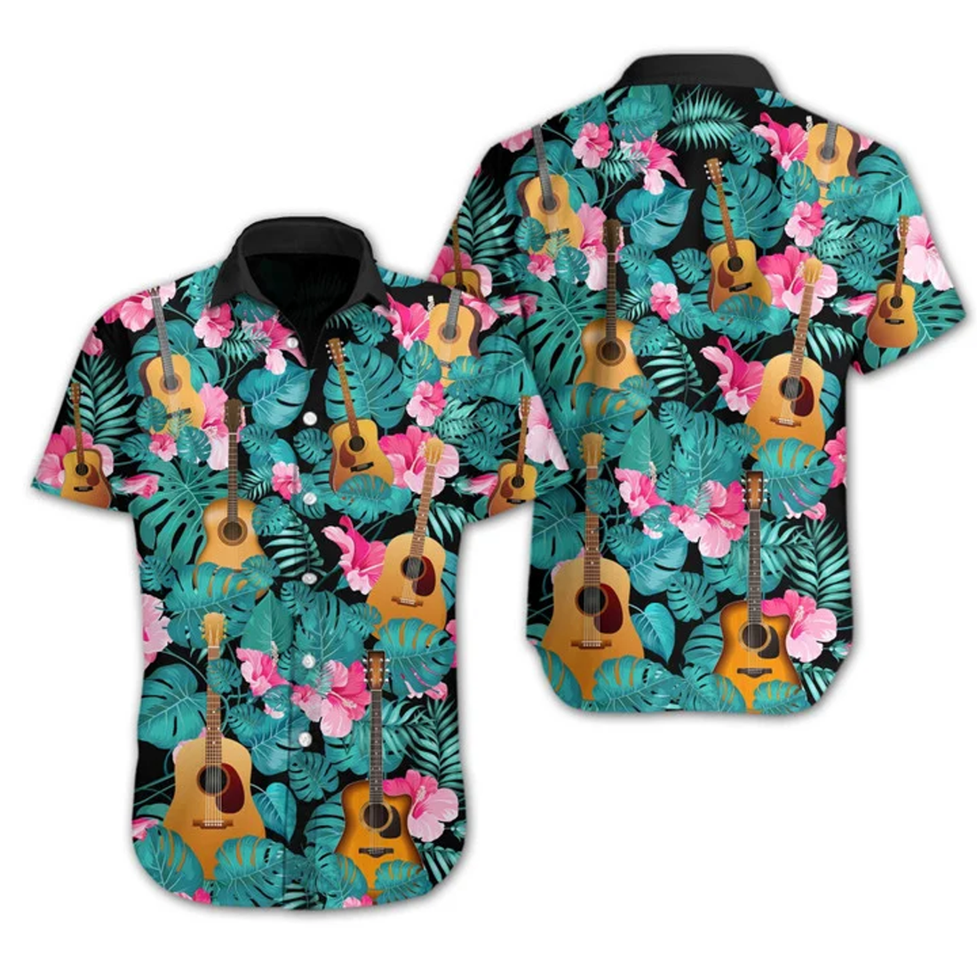 Love Music Guitar Tropical Design Hawaiian Shirt