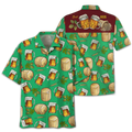 Green Theme Beer Wooden Barrel Hawaiian Shirt, Summer aloha hawaii shirt for Men women
