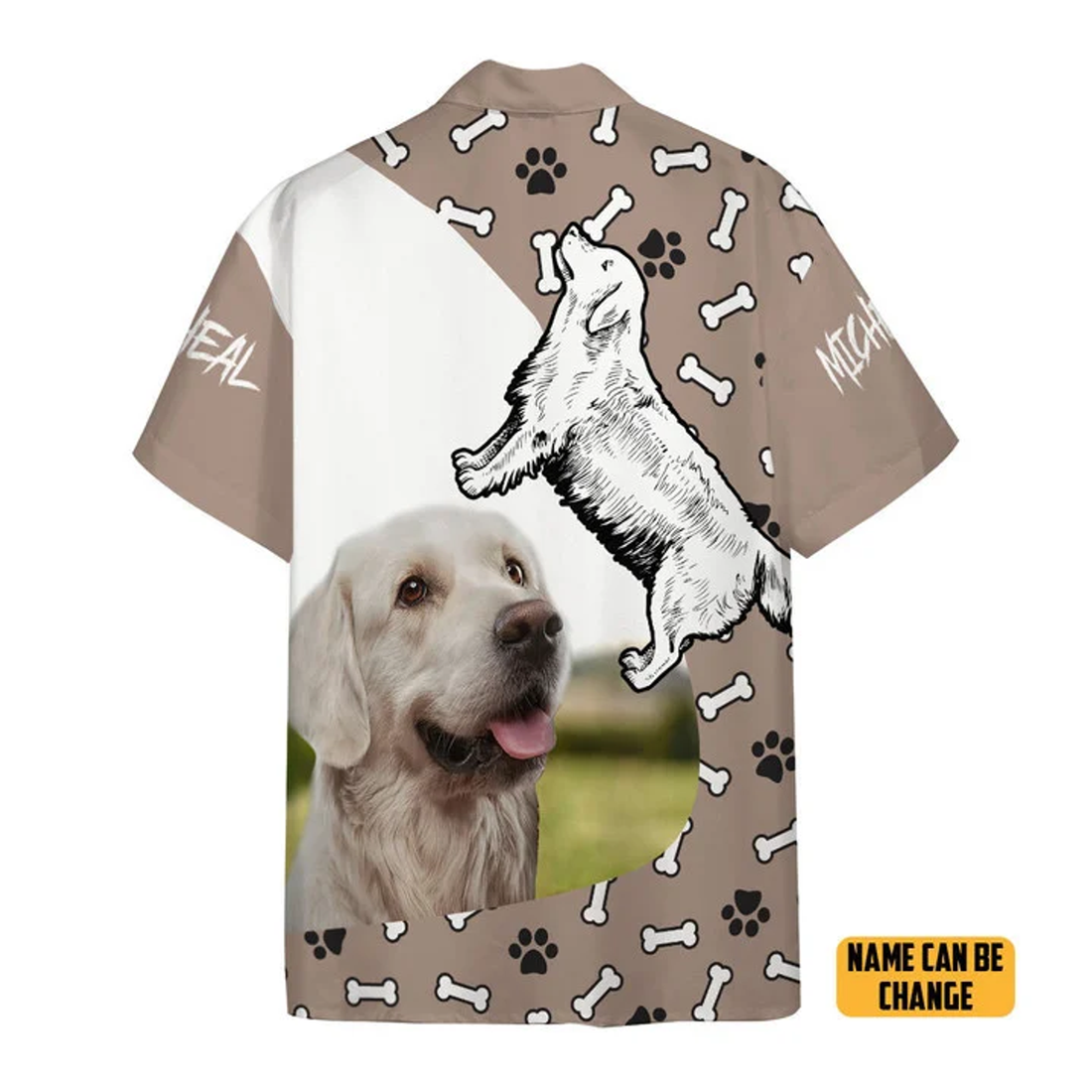 Custom 3D Golden Retriever Dog Hawaii Custom Text Hawaiian Shirt