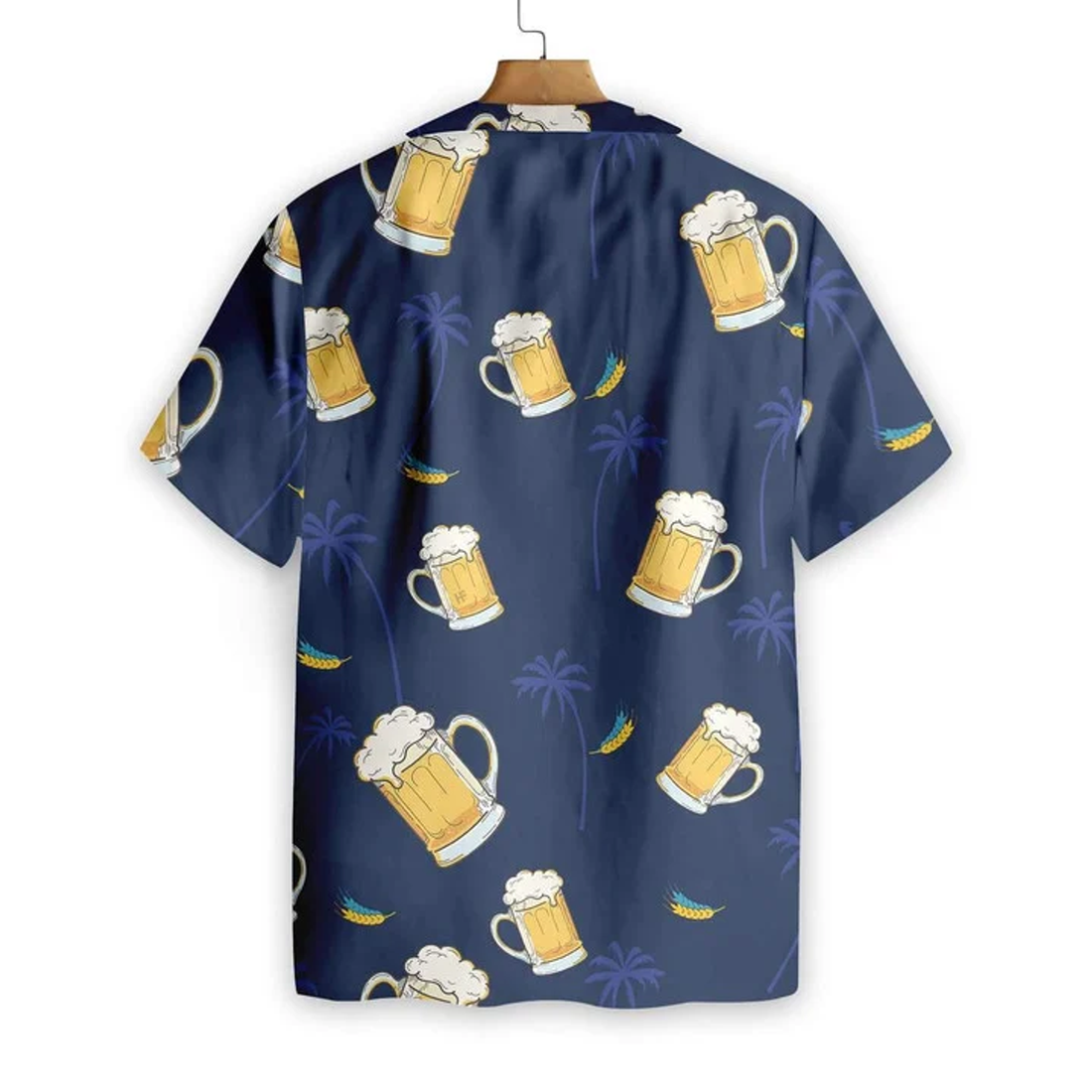 Glass Of Beer Cheers Palms At Night Design Hawaiian Shirt