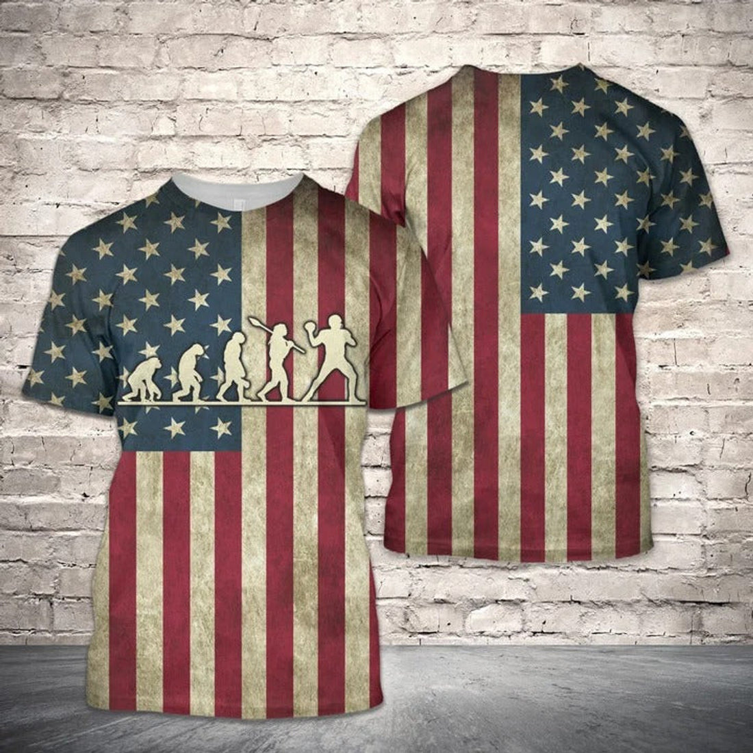 FUNSTUFFPRINT 3D All Over Print American Football Shirt, Football Player Evolution 3D T-shirt