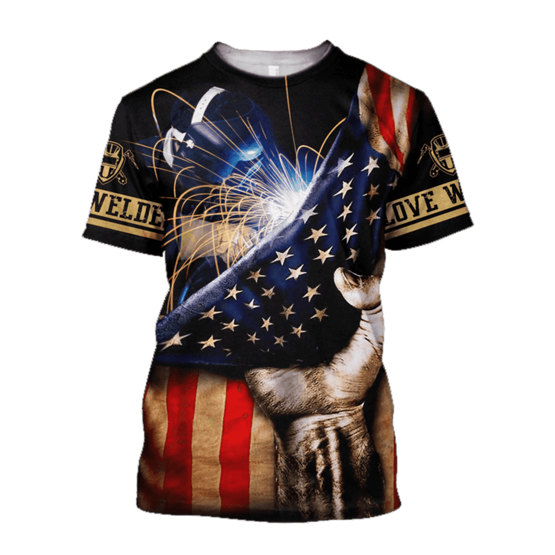 FUNSTUFFPRINT America Flag Welder Man Unisex Shirts, Flag American Welder Gift, Flag Shirt 3D T-shirt