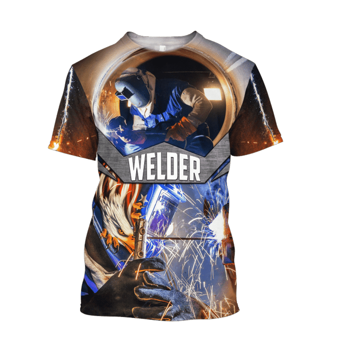 FUNSTUFFPRINT 3D All Over Print Welder T-Shirt, Welder Unisex for Man Women, Job Welder Worker Shirt 3D T-shirt