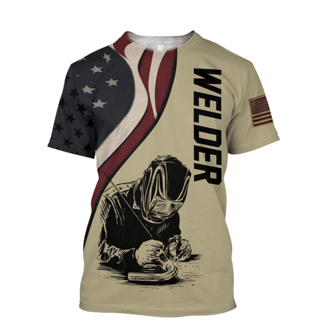 FUNSTUFFPRINT 3D All Over Print Welder T-Shirt For Men And Women, American Welder Flag Shirt 3D T-shirt