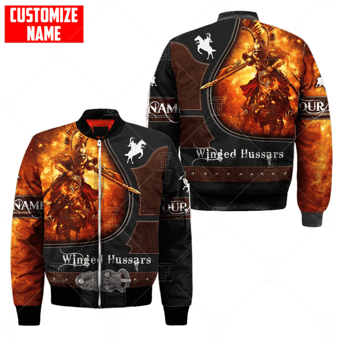 FUNSTUFFPRINT Premium Bomber Jacket Polish Winged Hussars 3D All Over Print 3D Bomber Jacket