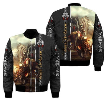 FUNSTUFFPRINT Premium Bomber Jacket Polish Winged Hussars 3D All Over Print 3D Bomber Jacket