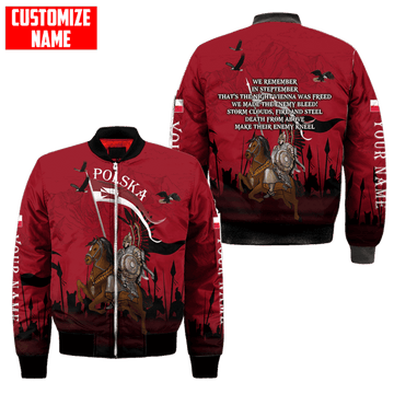 FUNSTUFFPRINT Premium Bomber Jacket Winged Hussars 3D All Over Print 3D Bomber Jacket
